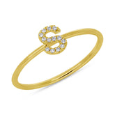 0.04ct 14k Yellow Gold Diamond Lady's Ring - Letter S Size 6